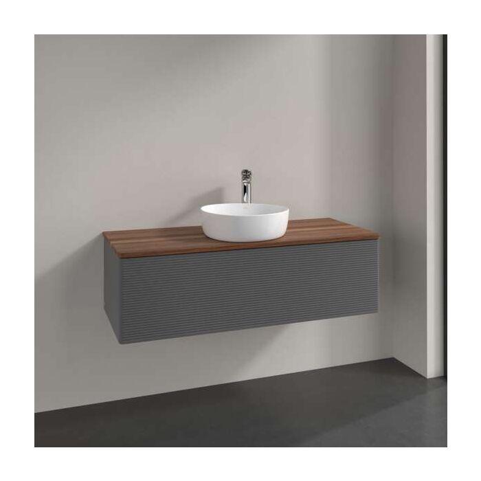 Villeroy Und Boch Antao Waschtisch-Unterschrank K32112GK 1 Auszug, 1200 X 360 X 500 Mm, Front Mit Struktur, Anthracite Matt Lacquer / Warm Walnut