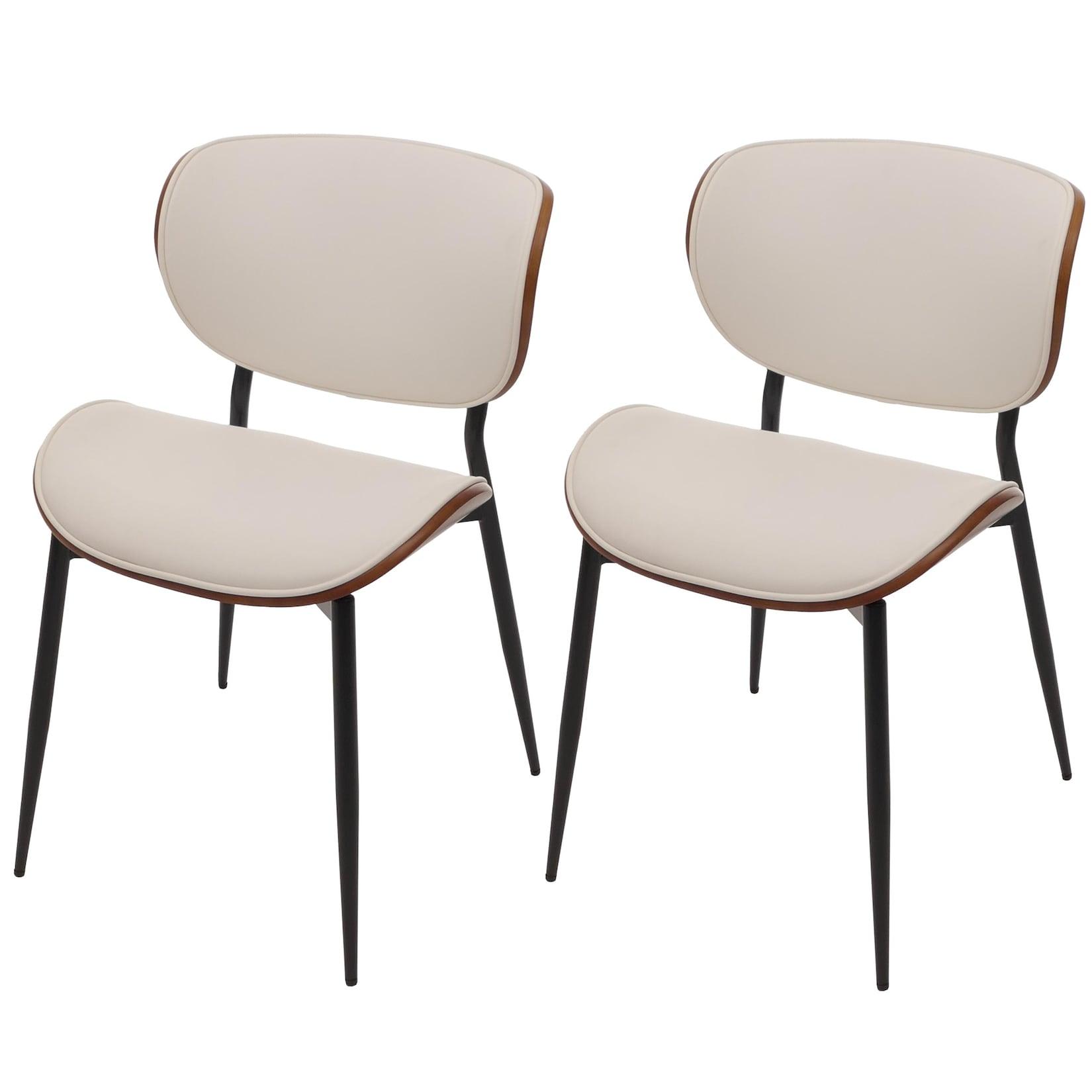 2Er-Set Esszimmerstuhl MCW-O45, Stuhl, Bugholz Kunstleder 280G/M² ÖKo-Tex MVG ~ Walnuss-Optik, Weiß