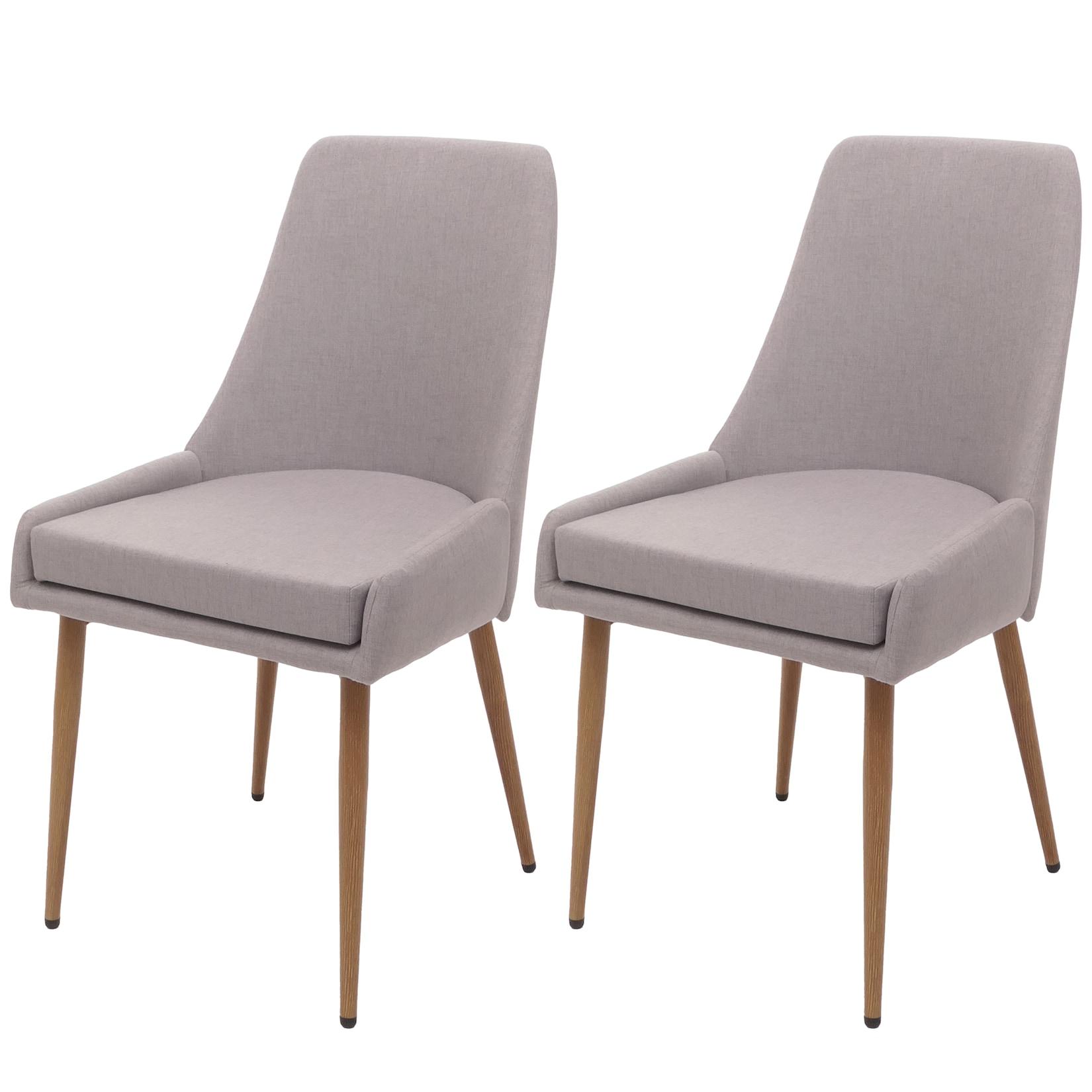 2Er-Set Esszimmerstuhl MCW-O27, KüChenstuhl Polsterstuhl Stuhl, Stoff/Textil (280G/M²) Metall ~ Hellgrau