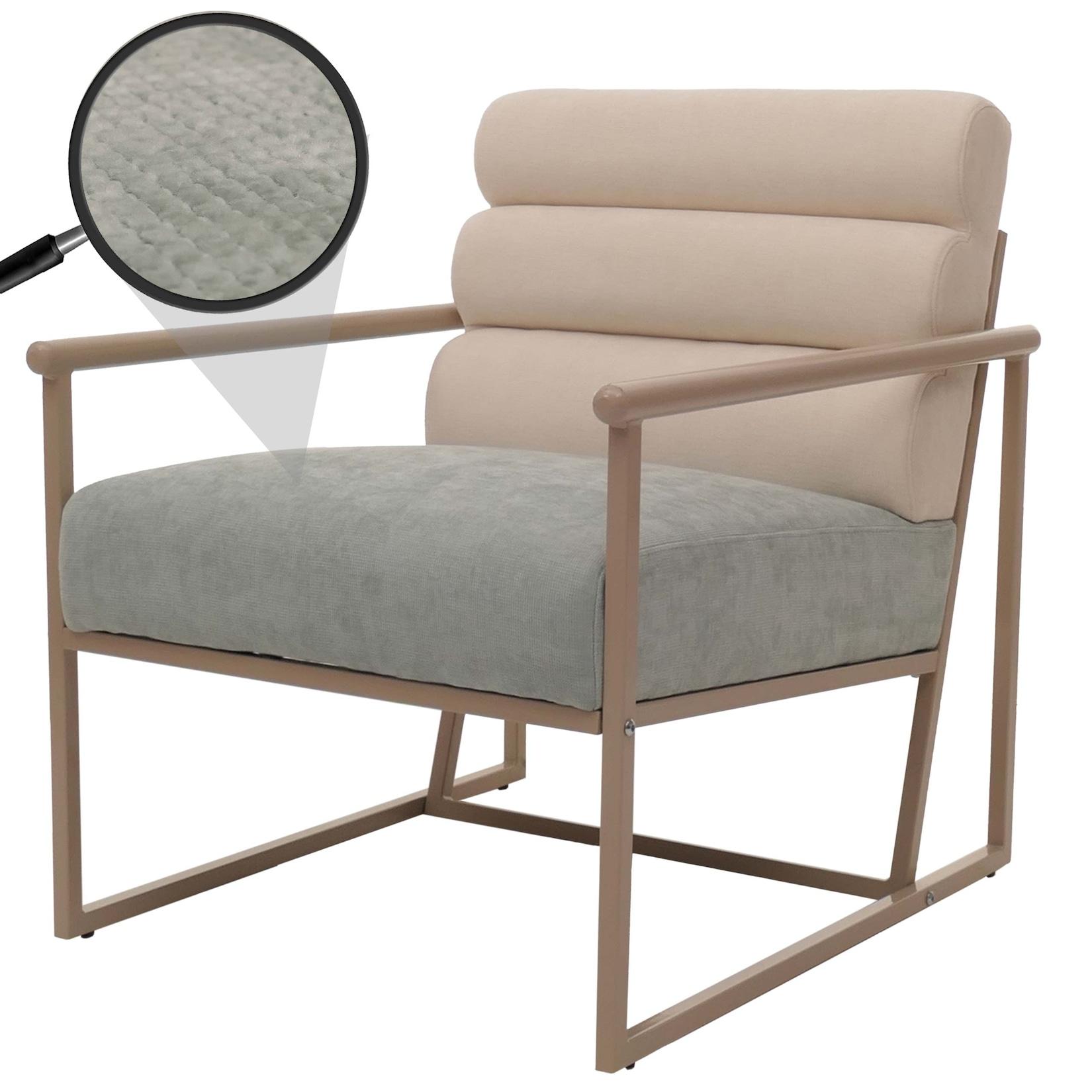 Lounge-Sessel MCW-O38, Cocktail-/Polstersessel Clubsessel, Stoff/Textil (420 G/M²) Metall Mvg ~ Beige, Polster Blau-GrüN