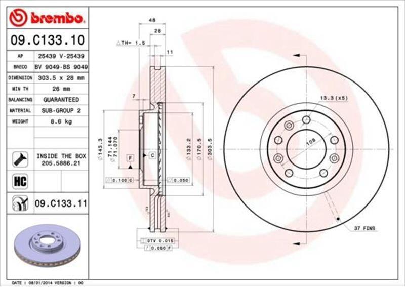 Bremsscheibe Brembo 09.C133.11