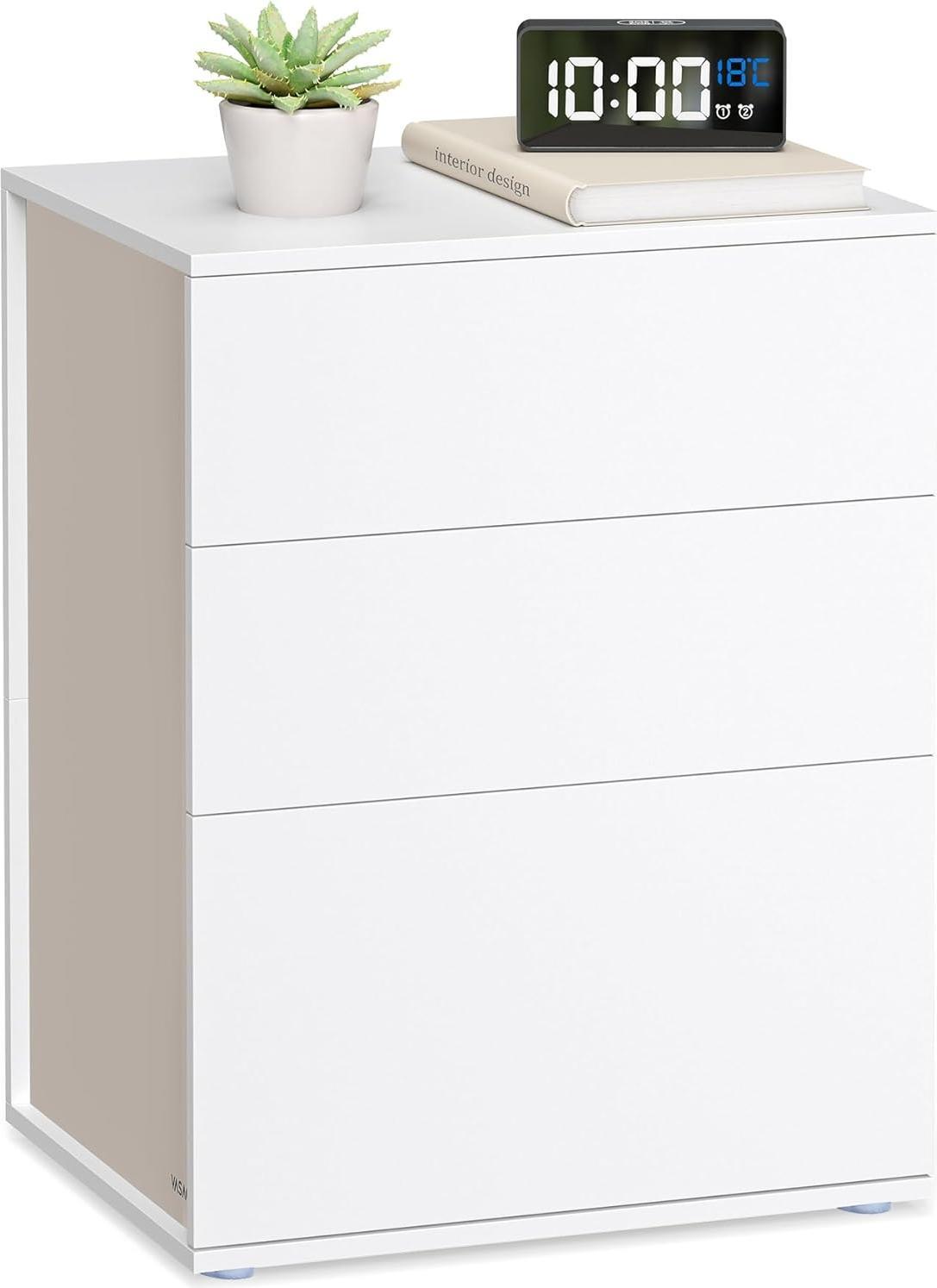 Comodino, Comodino Con 3 Cassetti, Tavolino, Tavolino Moderno, M