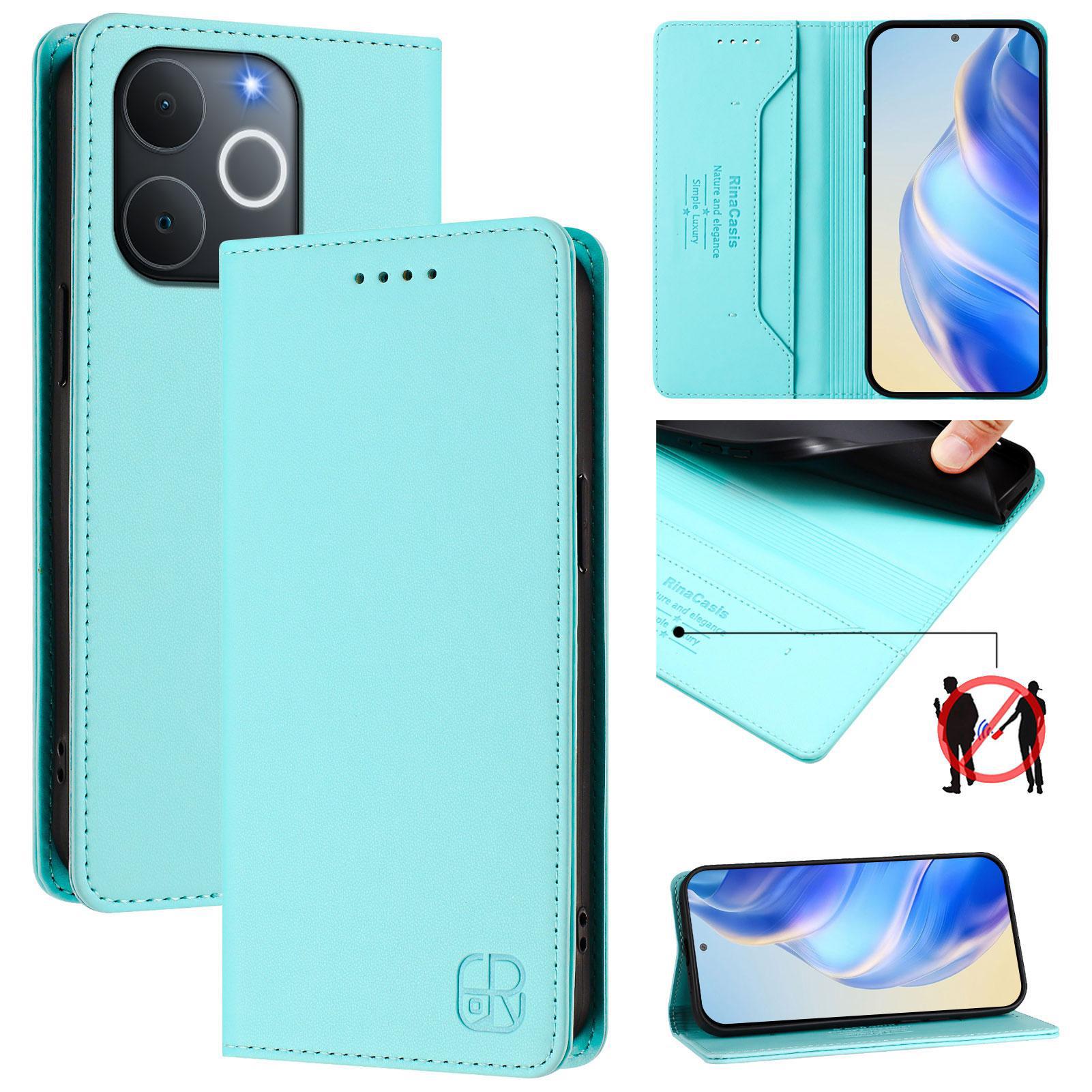 Custodia In Pelle Per Realme Note 70/Note 70T/Narzo 80 Lite 4G, Flip Case Con Slot Per Carte, Portafoglio E Supporto Turchese