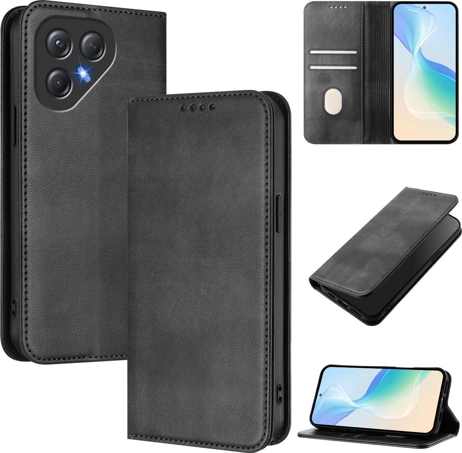 Custodia Per Cellulare Per Tecno Pova 7 Neo, Vintage In Pelle Protezione Rfid Porta Carte Funzione Stand Flip Magnetico Nero