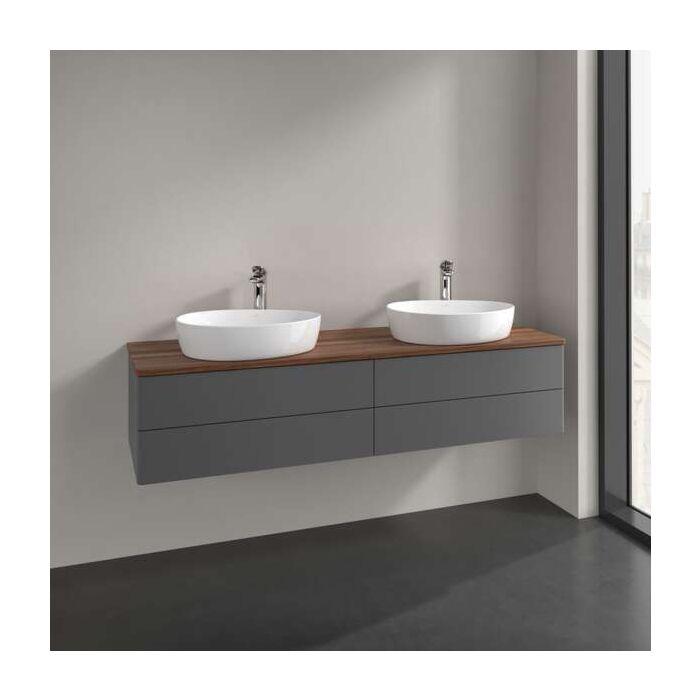 Villeroy Und Boch Antao Waschtisch-Unterschrank K28052GK 4 AuszüGe, 1600 X 360 X 500 Mm, Front Ohne Struktur, Anthracite Matt Lacquer / Warm Walnut