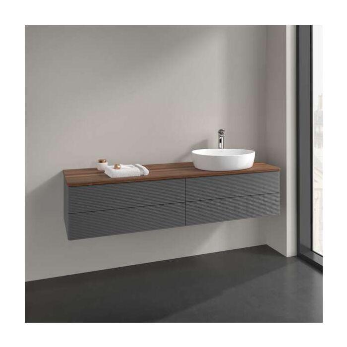 Villeroy Und Boch Antao Waschtisch-Unterschrank K27152GK 4 AuszüGe, 1600 X 360 X 500 Mm, Front Mit Struktur, Anthracite Matt Lacquer / Warm Walnut