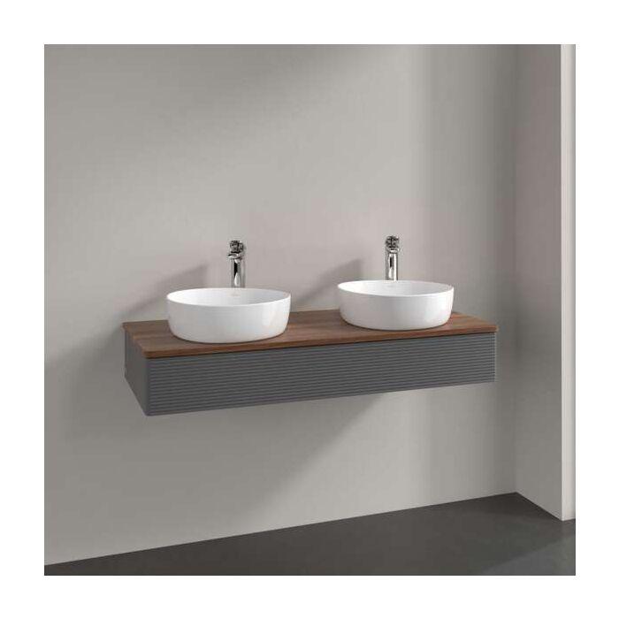 Villeroy Und Boch Antao Waschtisch-Unterschrank K13152GK 120X19X50Cm, Hahnloch, Waschbeckenplattenfarbe Warm Walnut, Anthracite Matt Lacquer