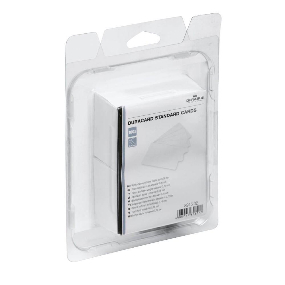 Durable Tessere In Plastica Duracard® 0,75 Mm, 100 Pezzi, Bianco, 891502