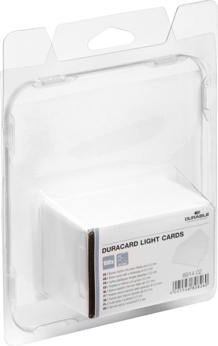 Durable Tessere In Plastica Duracard® 0,50 Mm, 100 Pezzi, Bianco, 891402