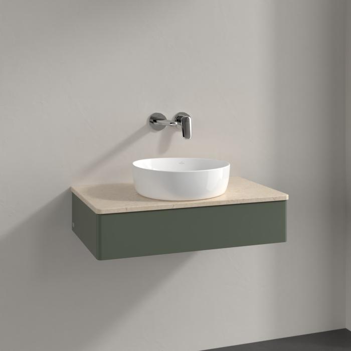 Villeroy Und Boch Antao Waschtisch-Unterschrank K08013HL 80X19X50Cm, Waschbeckenplattenfarbe Botticino, Leaf Green Matt Lacquer