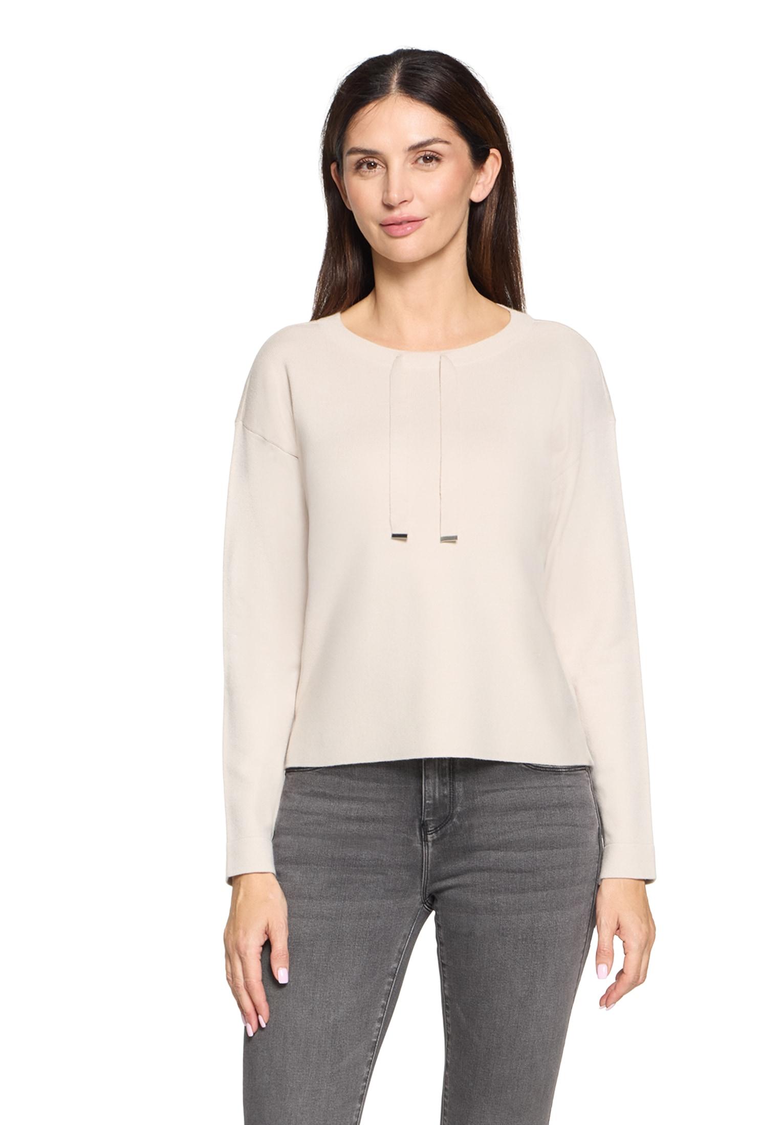 Strickpullover Betty Barclay "Damen Mit Seitenschlitzen", Damen, Gr. 36, Beige, Strick, Obermaterial: 55% Viskose, 30% Polyester, 15% Polyamid, Gerade Normal, Rundhals, Pullover Strickpullover