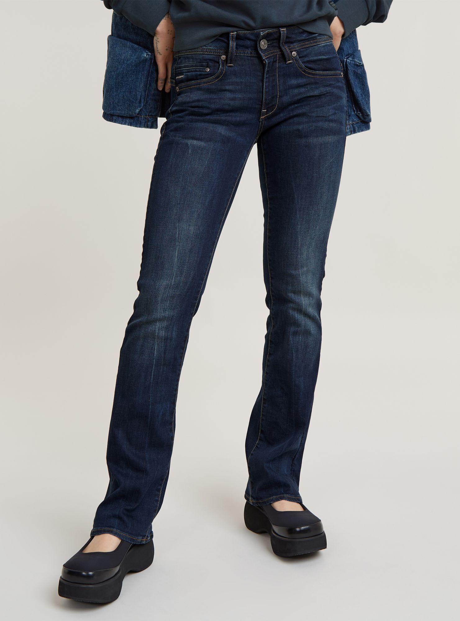 Regular-Fit-Jeans G-STAR "Midge Bootcut Jeans", Damen, Gr. 32, LäNge 32, Dk Aged, Obermaterial: 62% Baumwolle, 30% Baumwolle, 7% Polyester, 1% Elasthan, Jeans