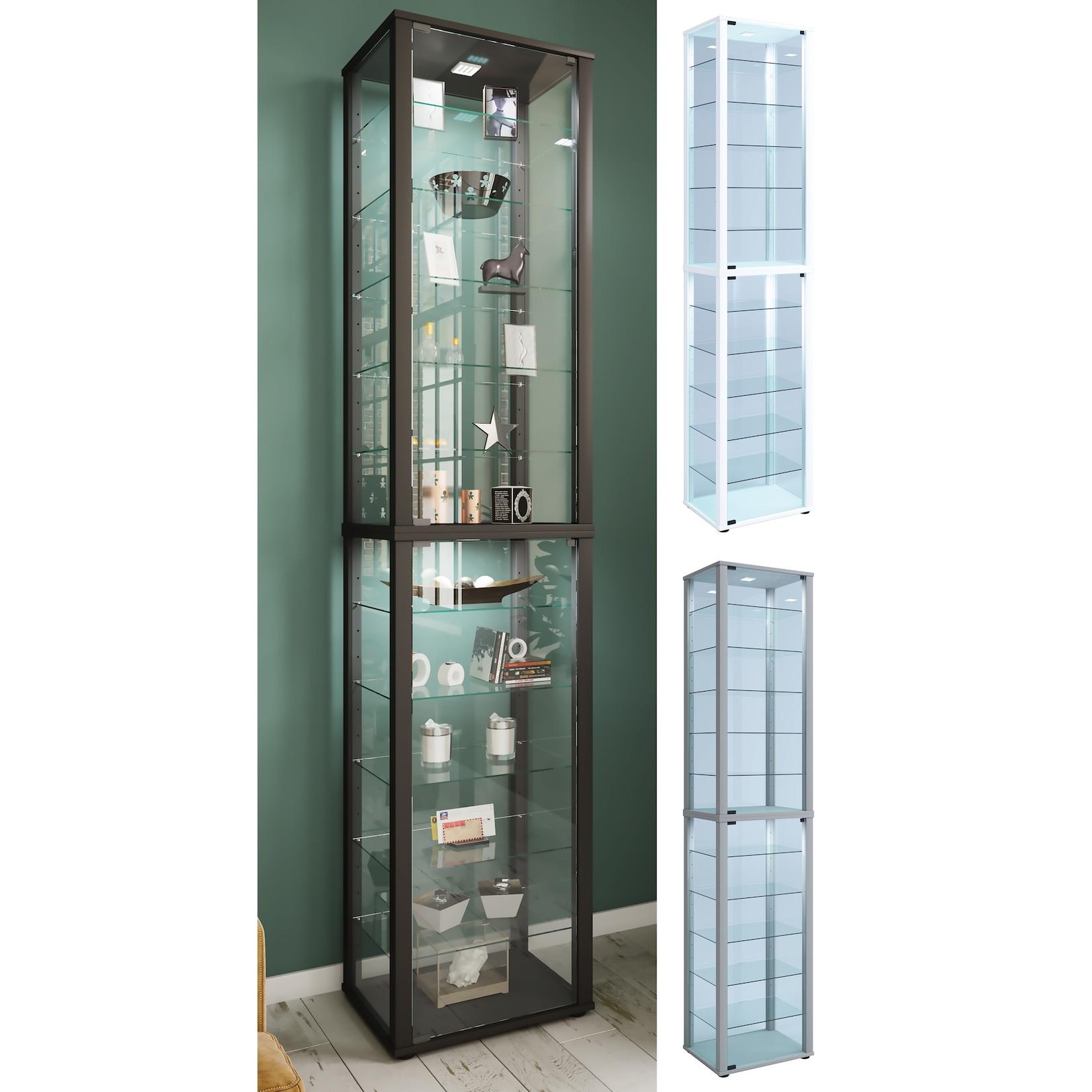 Vcm Glasvitrine Stehend Vitrine Glas Mit Esg-Sicherheitsglas MaßE Ca. H. 227 X B. 50 X T. 38 Cm Standvitrine Glas Modern Und Platzsparend Glas Vitrinenschrank – Kavisa Xxl