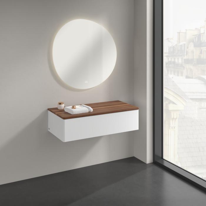 Villeroy Und Boch Antao Sideboard K40002MT 100X26,8X50Cm, Waschbeckenplattenfarbe Warm Walnut, White Matt Lacquer