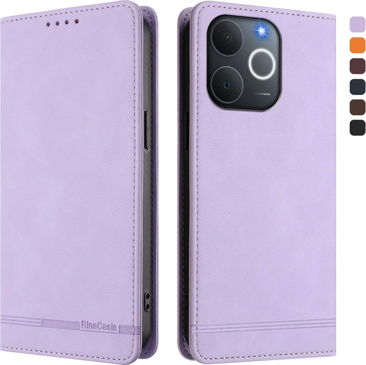 Custodia Per Realme Note 70/Note 70T/Narzo 80 Lite 4G, Retro Custodia Flip In Finto Cuoio Con Supporto E Slot Per Carte Di Credito Viola
