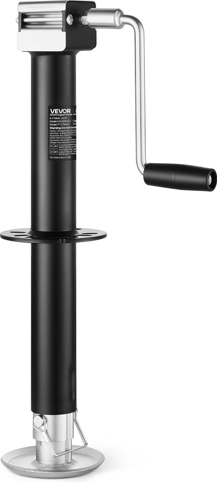 Vevor Martinetto Per Rimorchio Con Telaio Ad A Da 2267 Kg, Corsa Di 381 Mm, Supporto Per Rimorchio Con Gamba A Caduta Regolabile A 7 Stadi E Presa Per Trapano, Compatibile Con Trapano A Batteria, Per Camper, Veicoli Commerciali E Rimorchi Per Yacht
