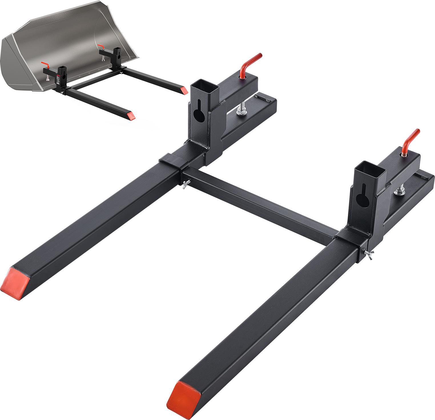 Forche Per Pallet Vevor Da 907 Kg, Carrello Portaforche A Morsetto, Lunghezza Totale 1090 Mm, Forche Con Barra Stabilizzatrice Regolabile Per Attrezzature Del Trattore, Pala Caricatrice E Minipala, Nero