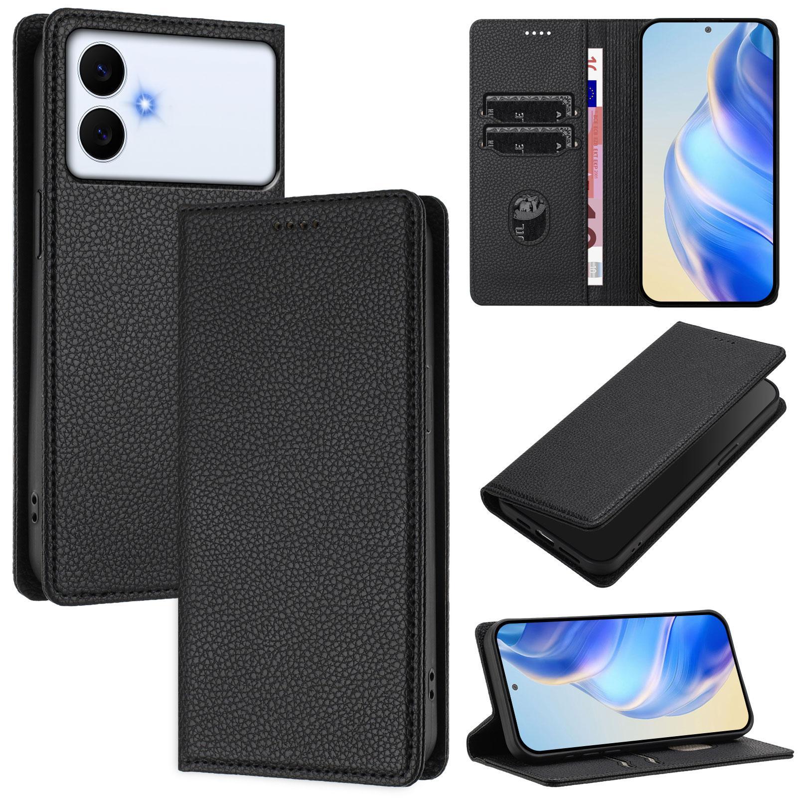 Litchi Pelle Custodia Del Telefono Cellulare Per Samsung Galaxy S26 Edge Portafoglio Slot Per Schede Stand Funzione Caso Nero
