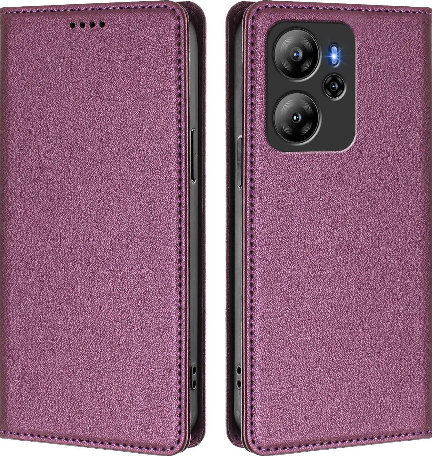 Custodia Per Cellulare Per Oscal Tiger 13, Flip Cover In Finto Cuoio Antiurto Magnetica Con Supporto Viola