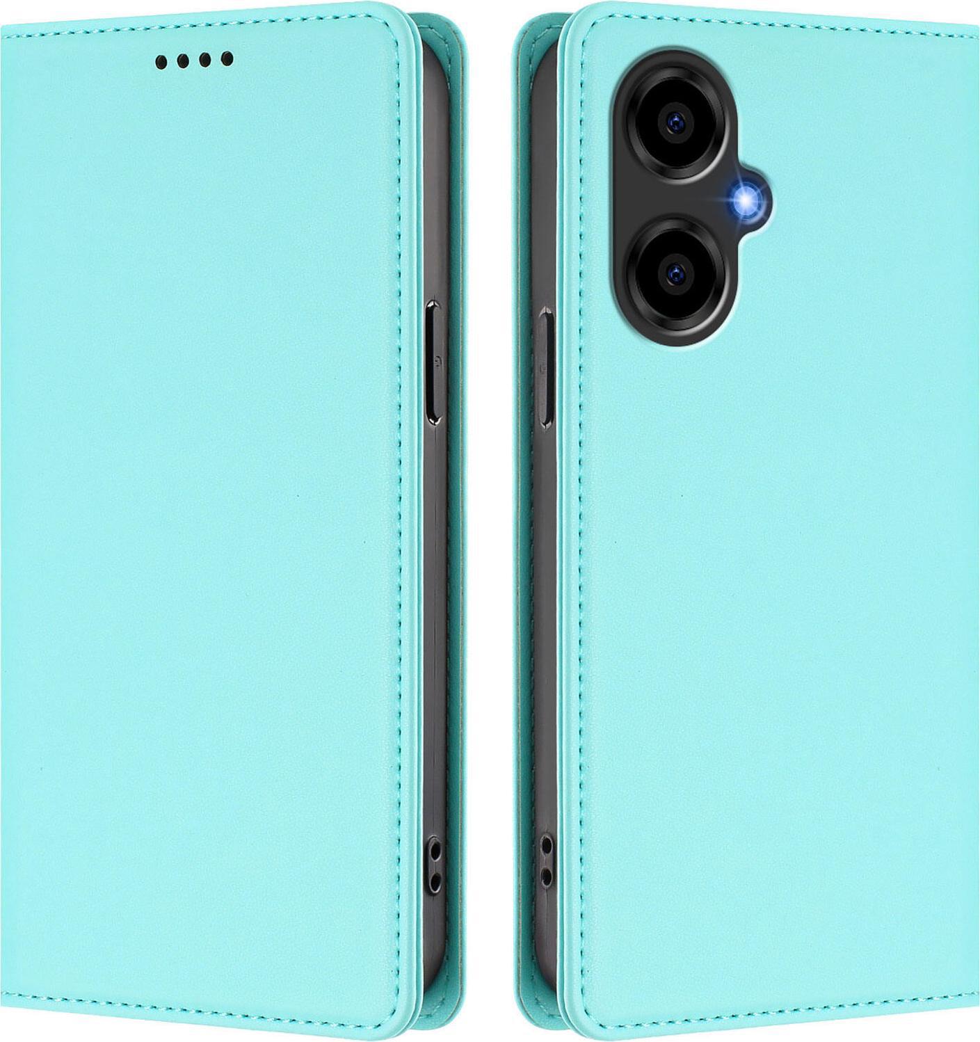 Custodia In Pelle Per Blu G64, Flip Case Magnetico In Finto Cuoio Con Supporto Verde Menta