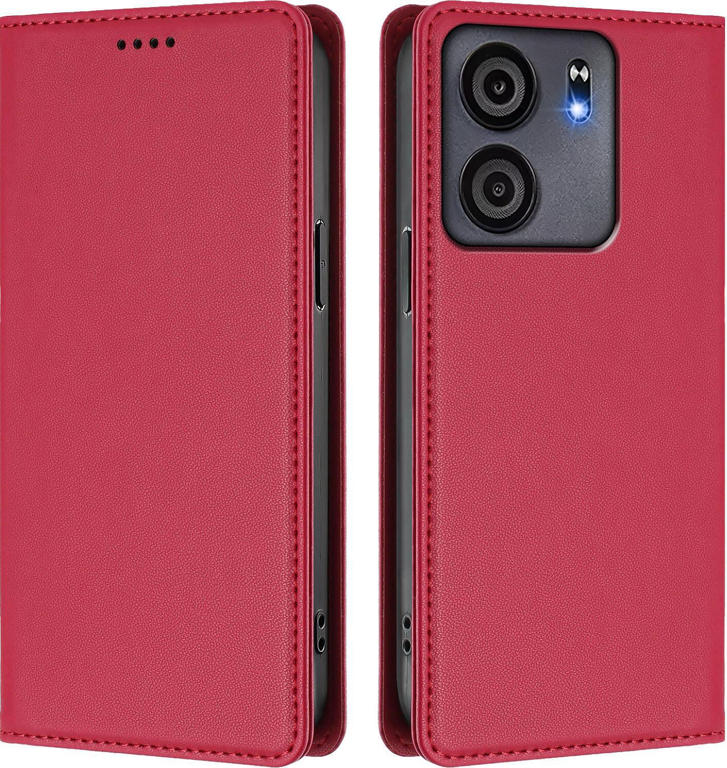 Custodia In Pelle Per Blu View 5, Custodia Magnetica In Finto Cuoio Con Supporto Rosso