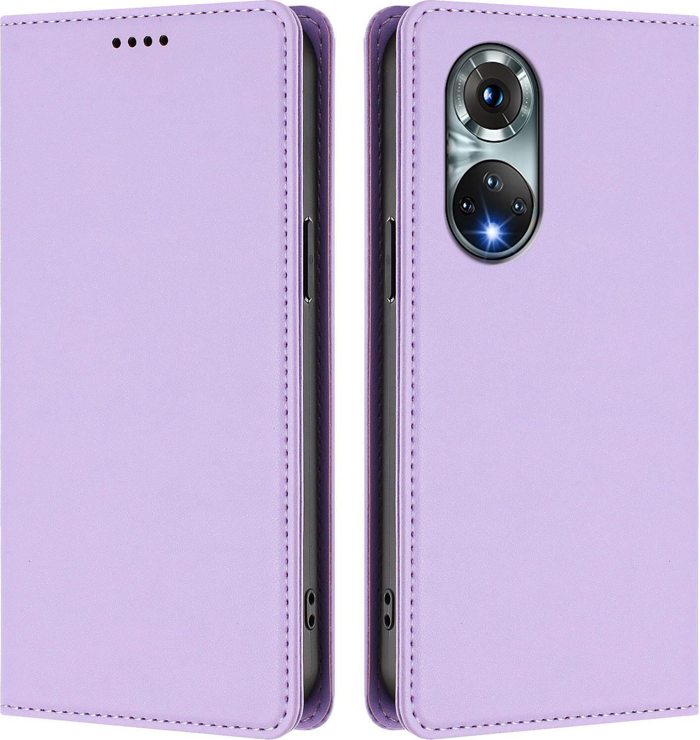 Custodia In Pelle Per Huawei Nova 9 /Honor 50, Custodia Flip Magnetica In Finto Cuoio Con Supporto Viola Chiaro