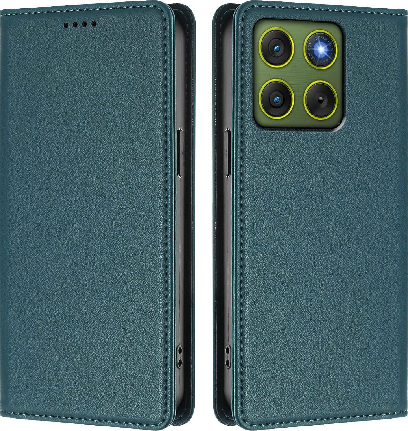 Custodia In Pelle Per Motorola Edge 70, Custodia Magnetica In Finto Cuoio Con Supporto Verde
