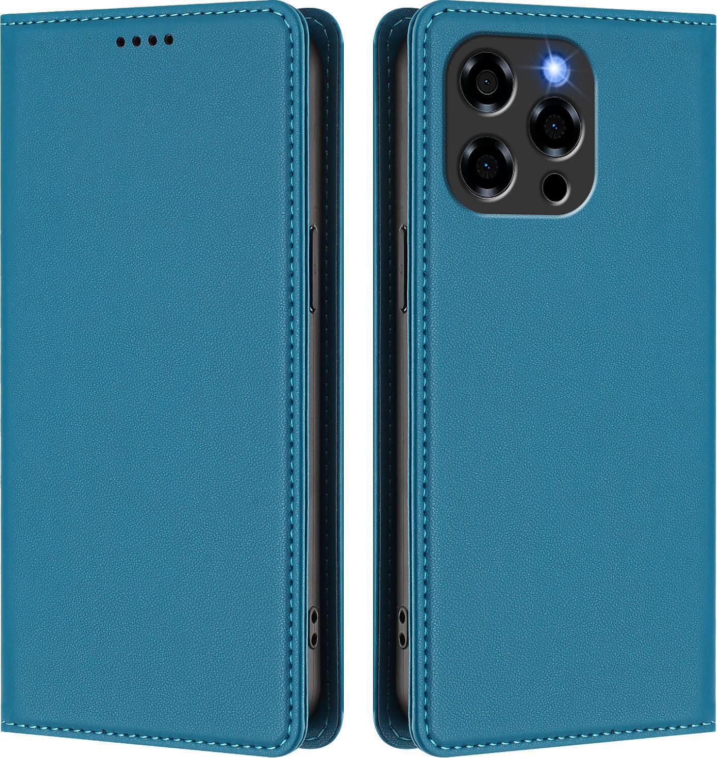 Custodia In Pelle Per Doogee Note 58 / Note 58 Pro, Custodia Flip Magnetica In Finto Cuoio Con Supporto Lake Blu