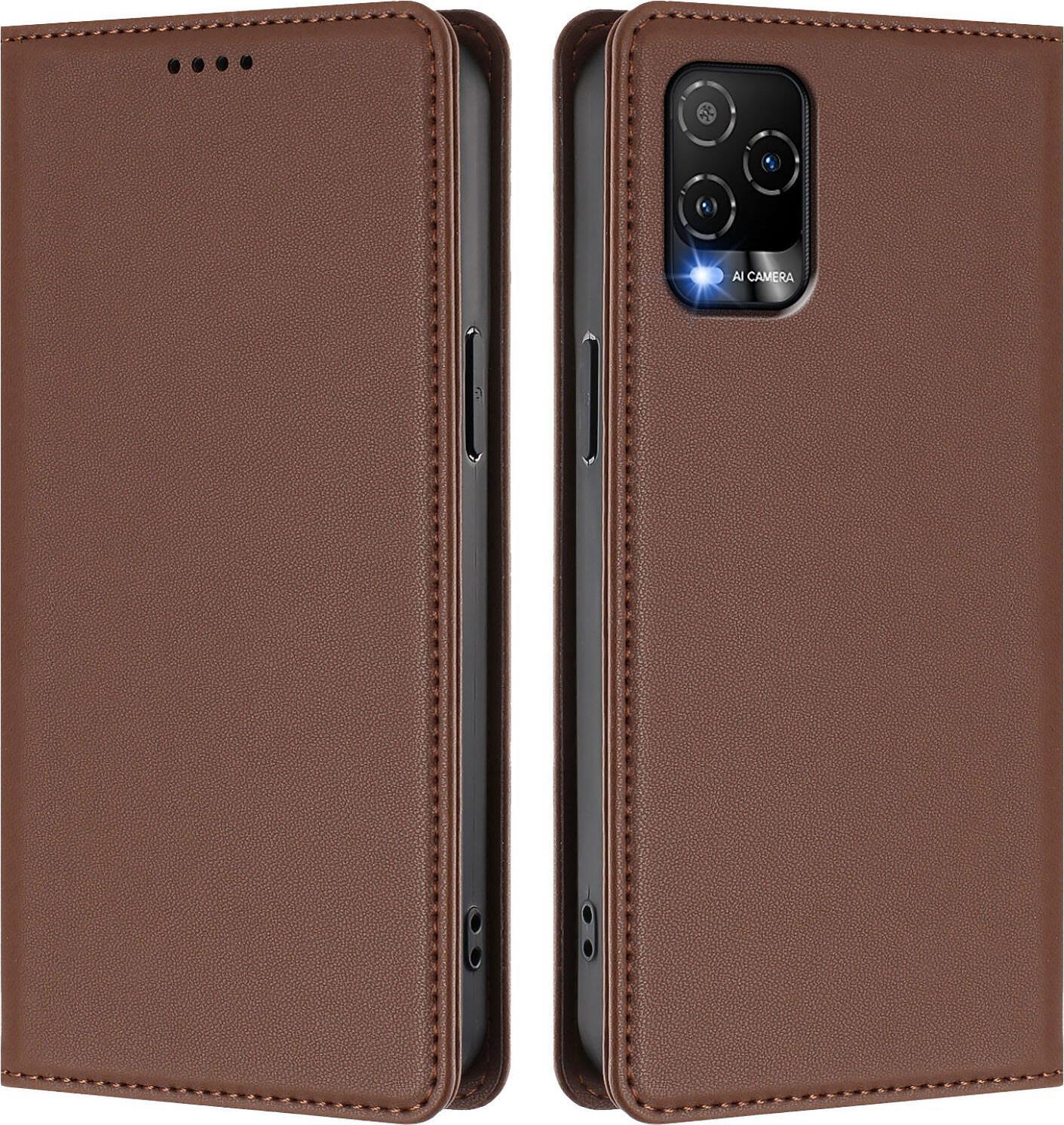Custodia In Pelle Per Blu View 5 Pro, Custodia Magnetica In Finto Cuoio Con Supporto Marrone