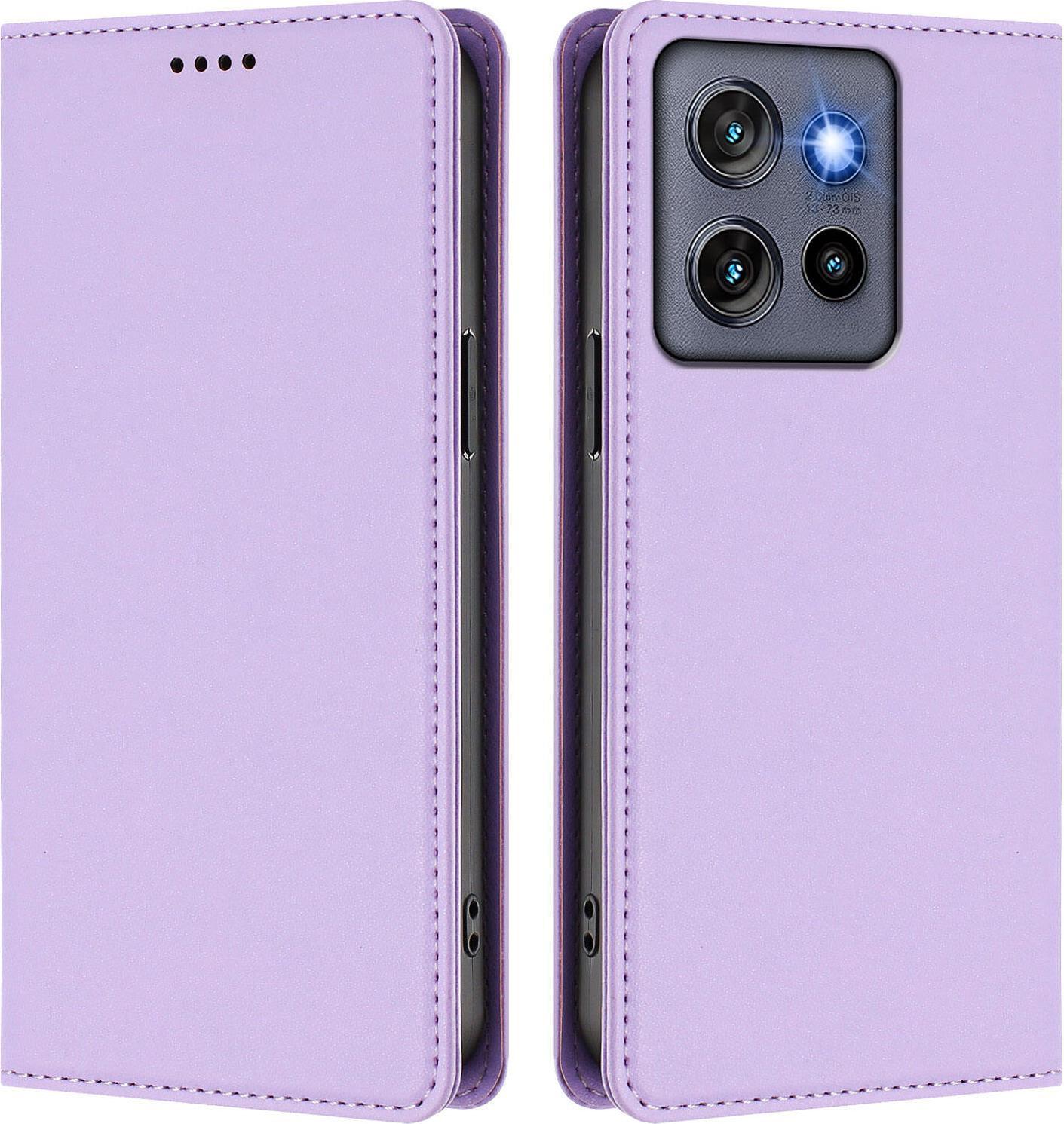 Custodia Per Motorola Edge 60 Neo/Edge 50 Neo, Flip Cover In Finto Cuoio Antiurto Magnetica Con Supporto Viola