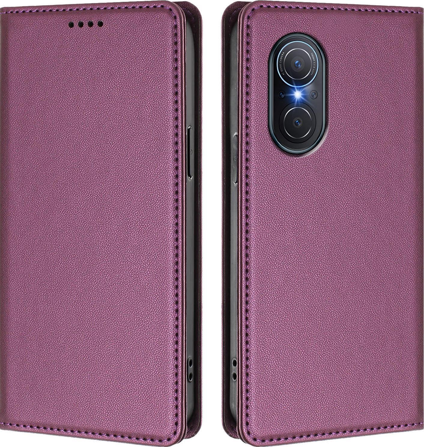 Custodia In Pelle Per Huawei Nova 9 Se/Honor 50 Se, Custodia Flip Magnetica In Finto Cuoio Con Supporto Viola
