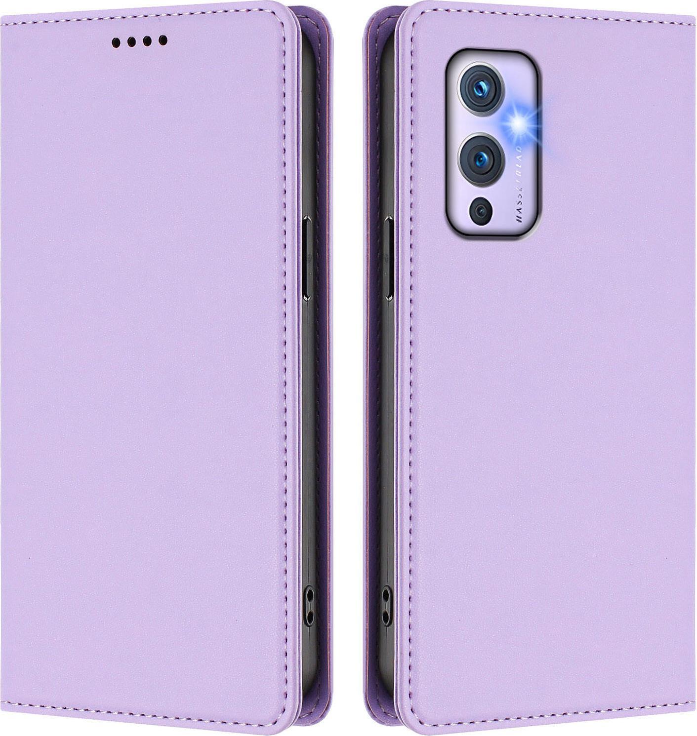 Custodia Per Telefono Cellulare Per Oneplus 9, Flip Cover In Finto Cuoio Antiurto Magnetica Con Supporto Viola