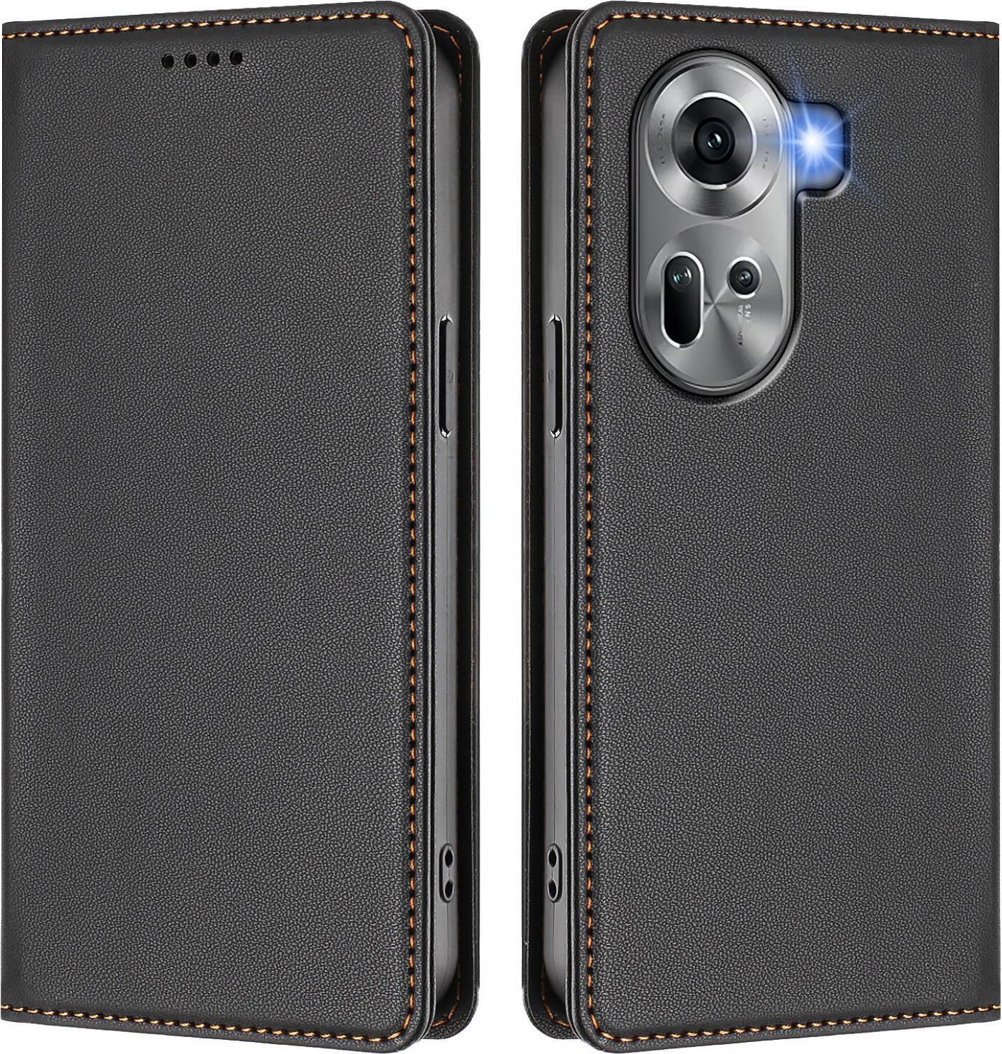 Custodia Per Oppo Reno11 5G, Custodia Magnetica Antiurto Con Supporto In Finto Cuoio Flip Cover Nero