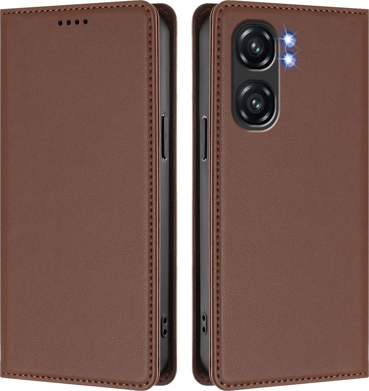 Custodia In Pelle Per Oukitel C58 / C58 Pro, Custodia Flip Magnetica In Finto Cuoio Con Supporto Brown