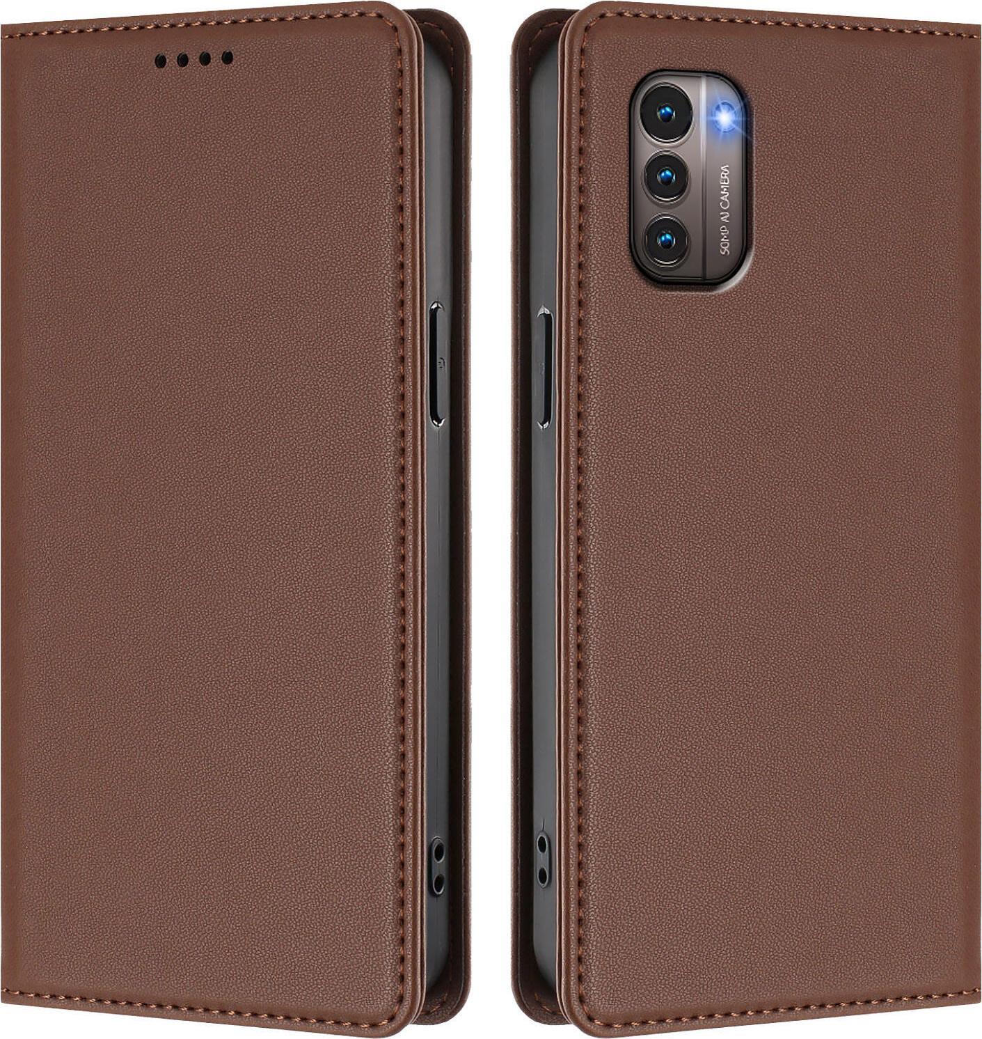 Custodia Per Telefono Cellulare Per Nokia G21 /Nokia G11, Flip Cover In Finto Cuoio Antiurto Magnetica Con Supporto Marrone