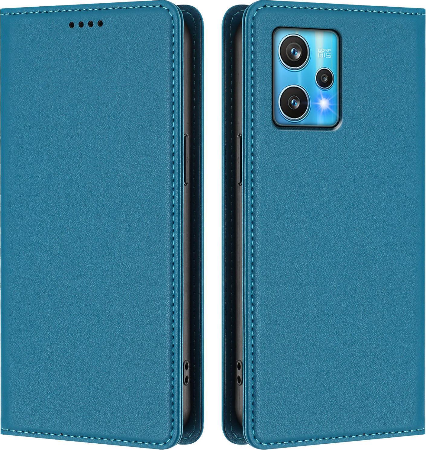 Custodia Per Telefono Cellulare Per Realme 9 4G/Realme 9 Pro+ 5G, Flip Cover In Finto Cuoio Antiurto Magnetica Con Supporto Blu