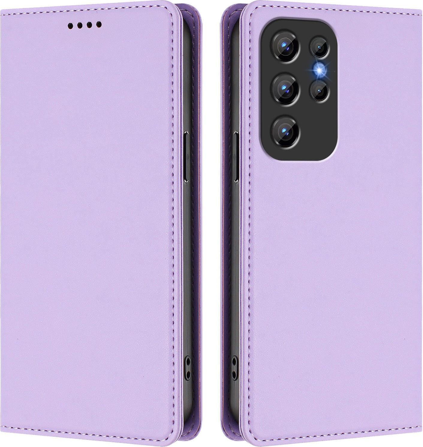 Custodia In Pelle Per Oukitel C1 / C1 Pro, Custodia Magnetica In Finto Cuoio Con Supporto Viola Chiaro