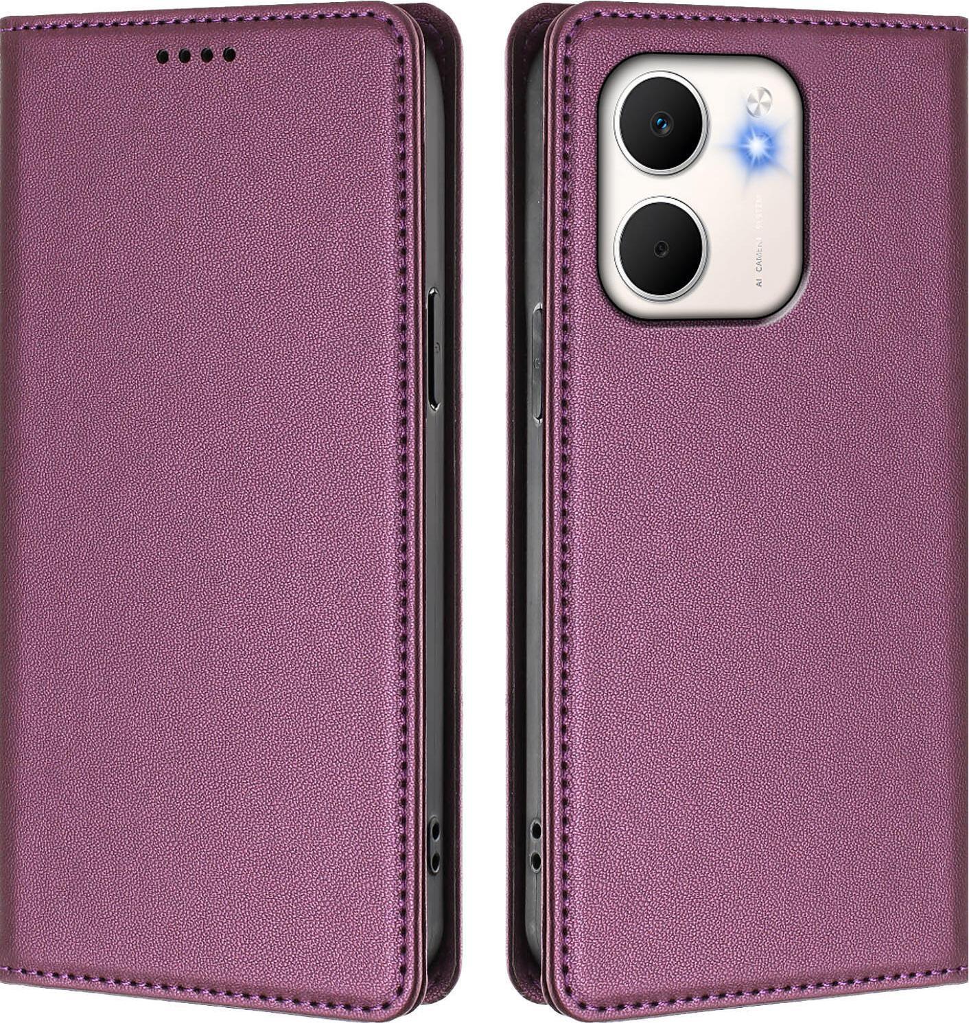 Custodia Per Telefono Cellulare Per Oppo A5X/Oppo A3 4G/Oppo A3 5G/Oppo A60, Custodia Magnetica Antiurto Con Supporto In Finto Cuoio Flip Cover Viola