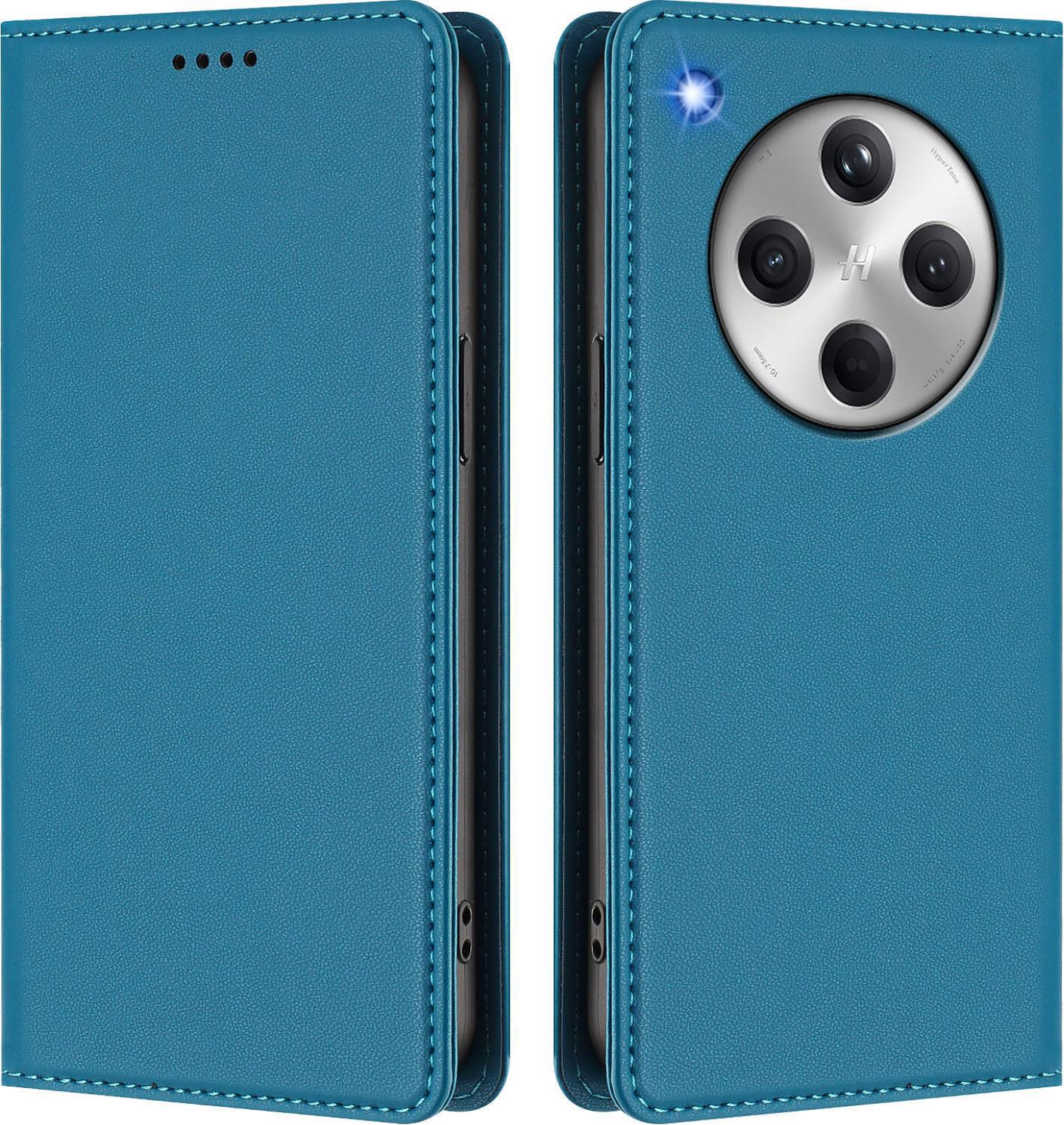 Custodia In Pelle Per Oppo Find X8, Flip Case Magnetico In Finto Cuoio Con Supporto Lake Blu