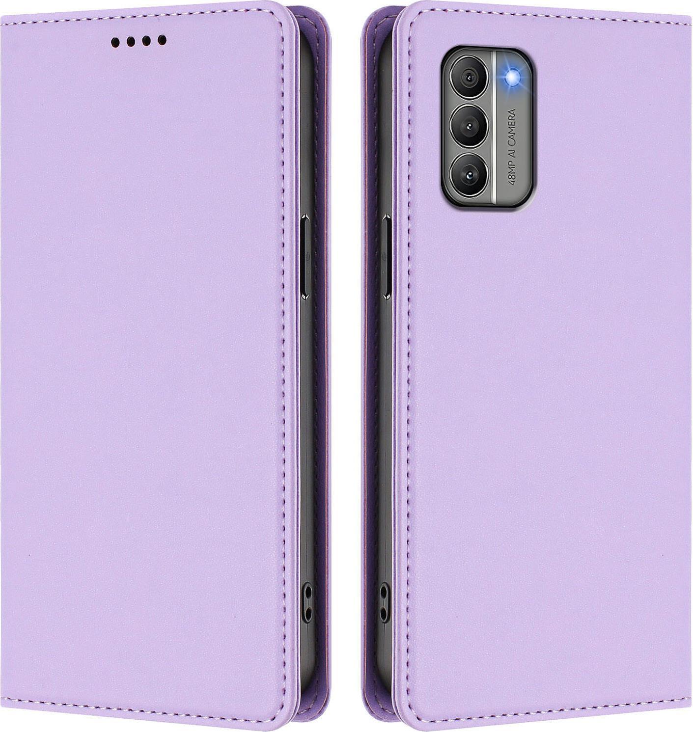 Custodia In Pelle Per Nokia G400, Custodia Magnetica In Finto Cuoio Con Supporto Viola Chiaro