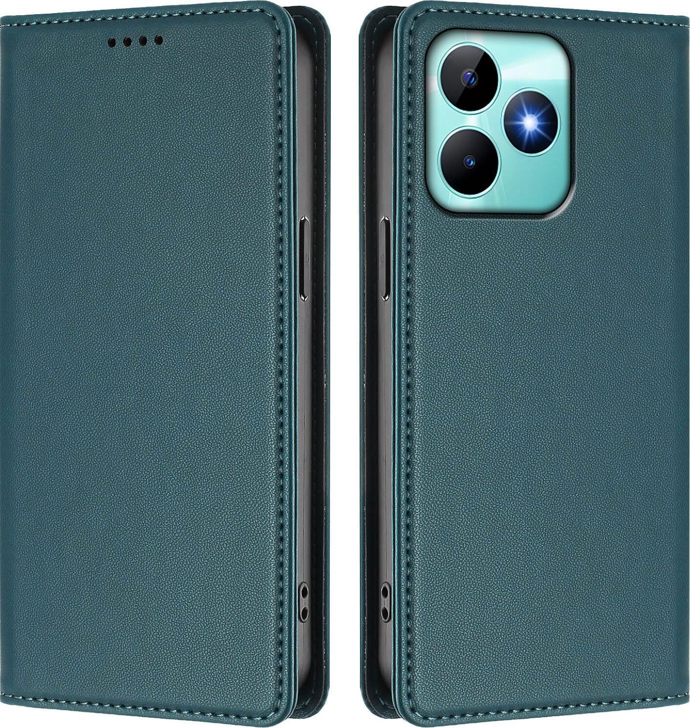 Custodia In Pelle Per Realme C53/Realme Note 50, Flip Case Magnetico In Finto Cuoio Con Supporto Verde
