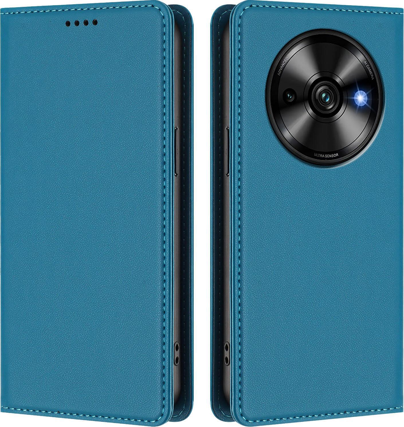 Custodia In Pelle Per Oukitel C59 / C59 Pro, Custodia Flip Magnetica In Finto Cuoio Con Supporto Lake Blu