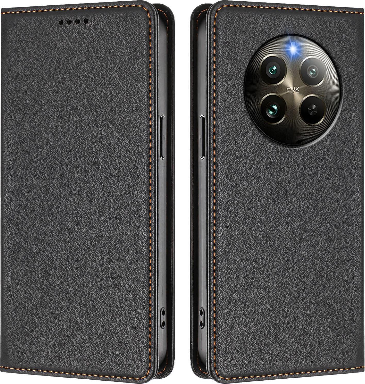 Custodia In Pelle Per Realme 13 4G, Flip Case Magnetico In Finto Cuoio Con Supporto Nero