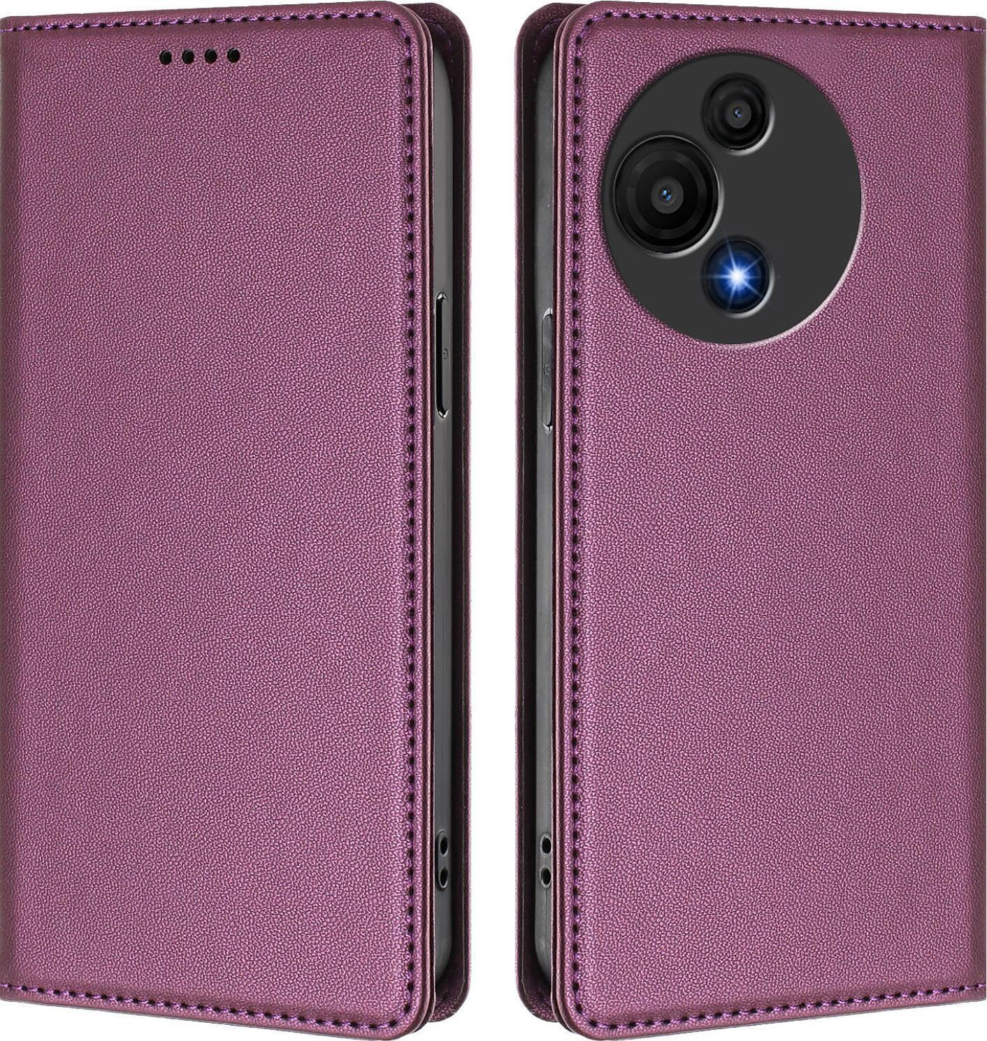 Custodia In Pelle Per Tcl 60 Se Nxtpaper, Custodia Flip Magnetica In Finto Cuoio Con Supporto Viola