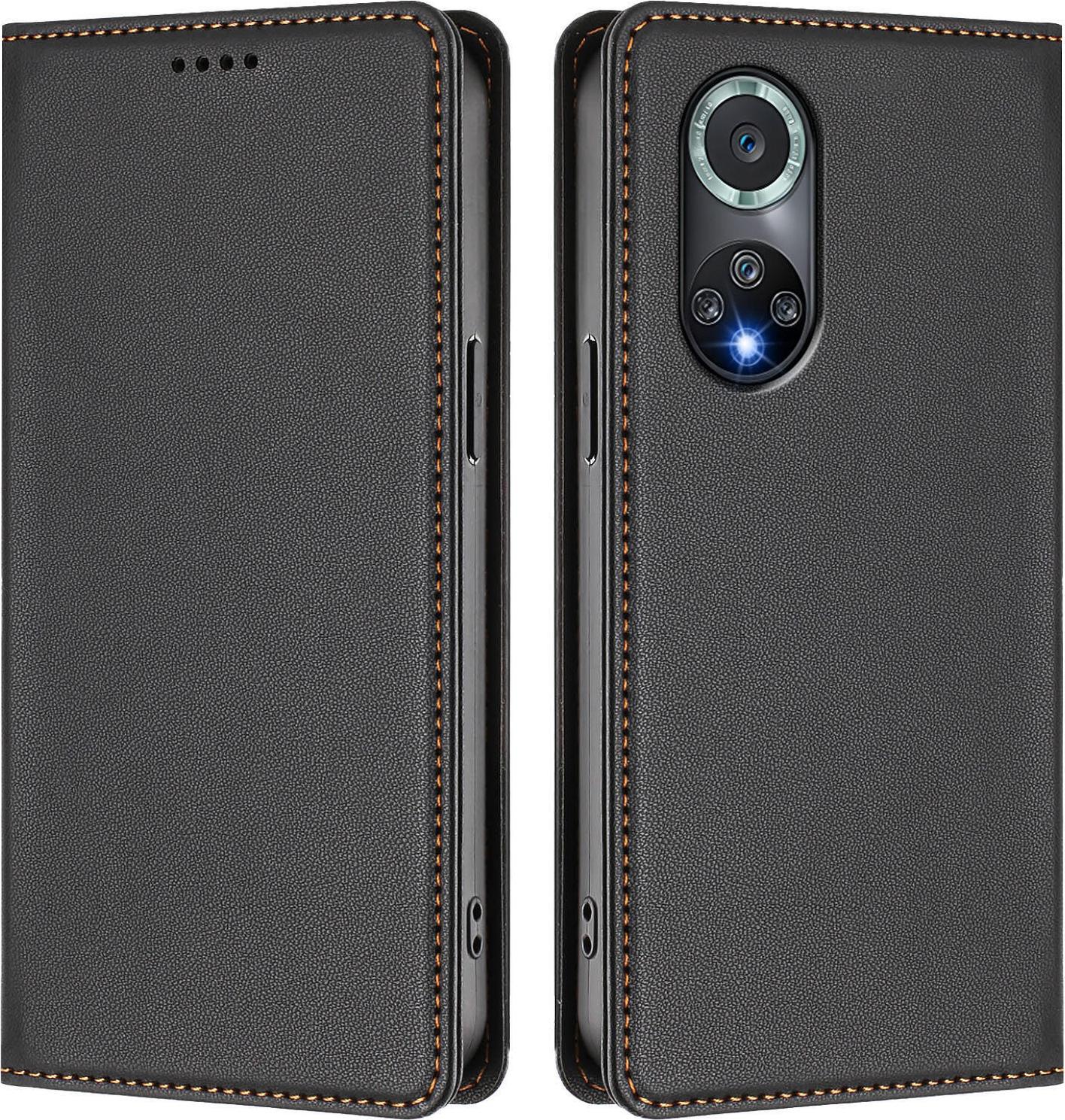 Custodia In Pelle Per Huawei Nova 9 Pro /Honor 50 Pro, Flip Case Magnetico In Finto Cuoio Con Supporto Nero