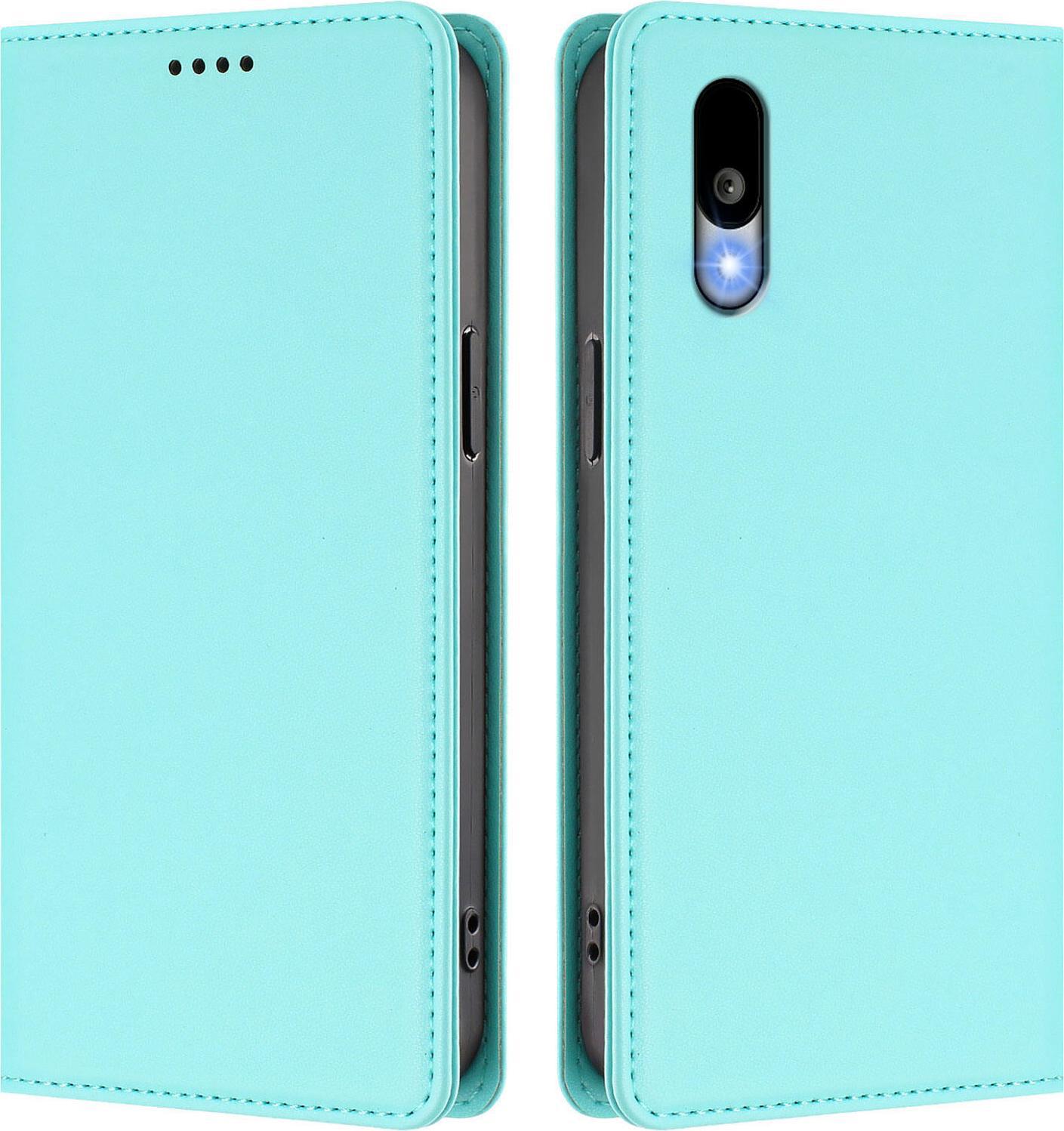 Custodia In Pelle Per Sharp Basio Active3, Custodia Magnetica In Finto Cuoio Con Supporto Verde Menta