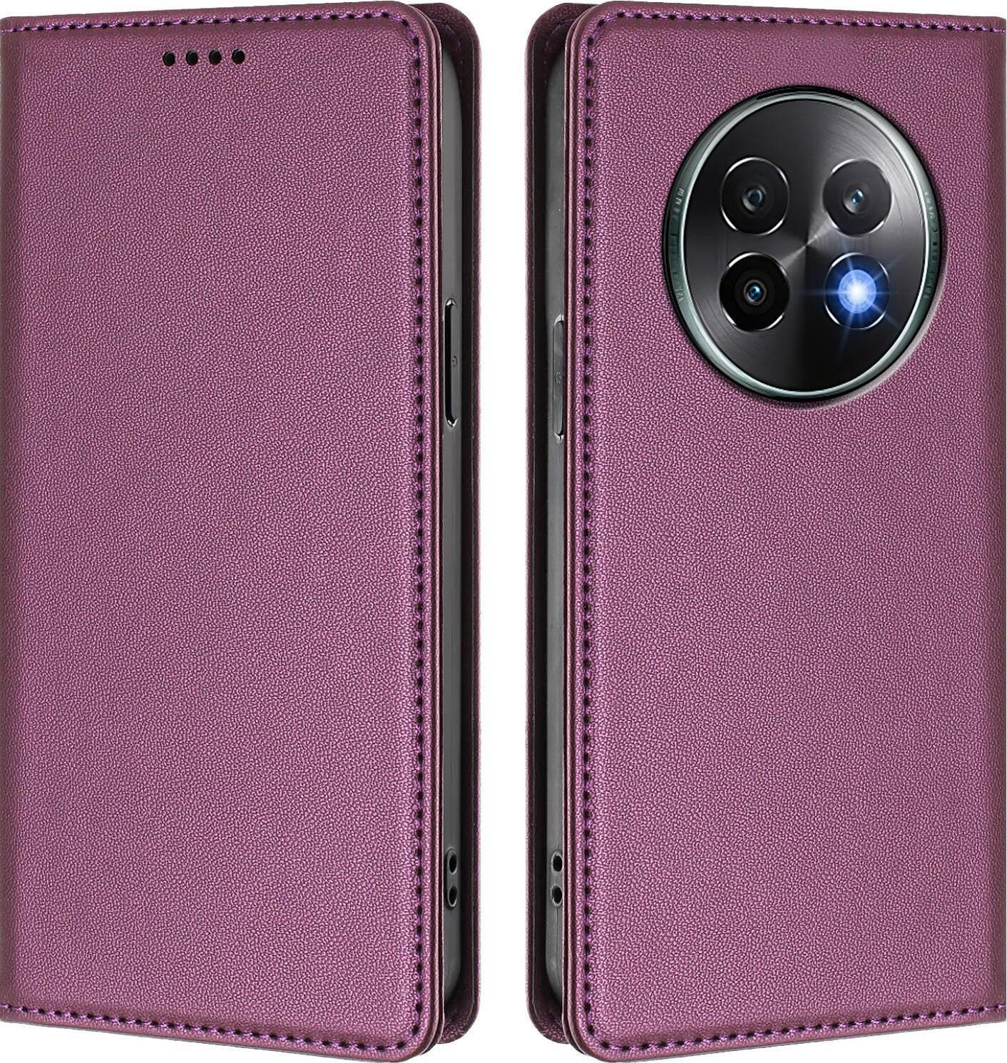 Custodia In Pelle Per Realme 13+ 5G, Custodia Magnetica In Finto Cuoio Con Supporto Viola