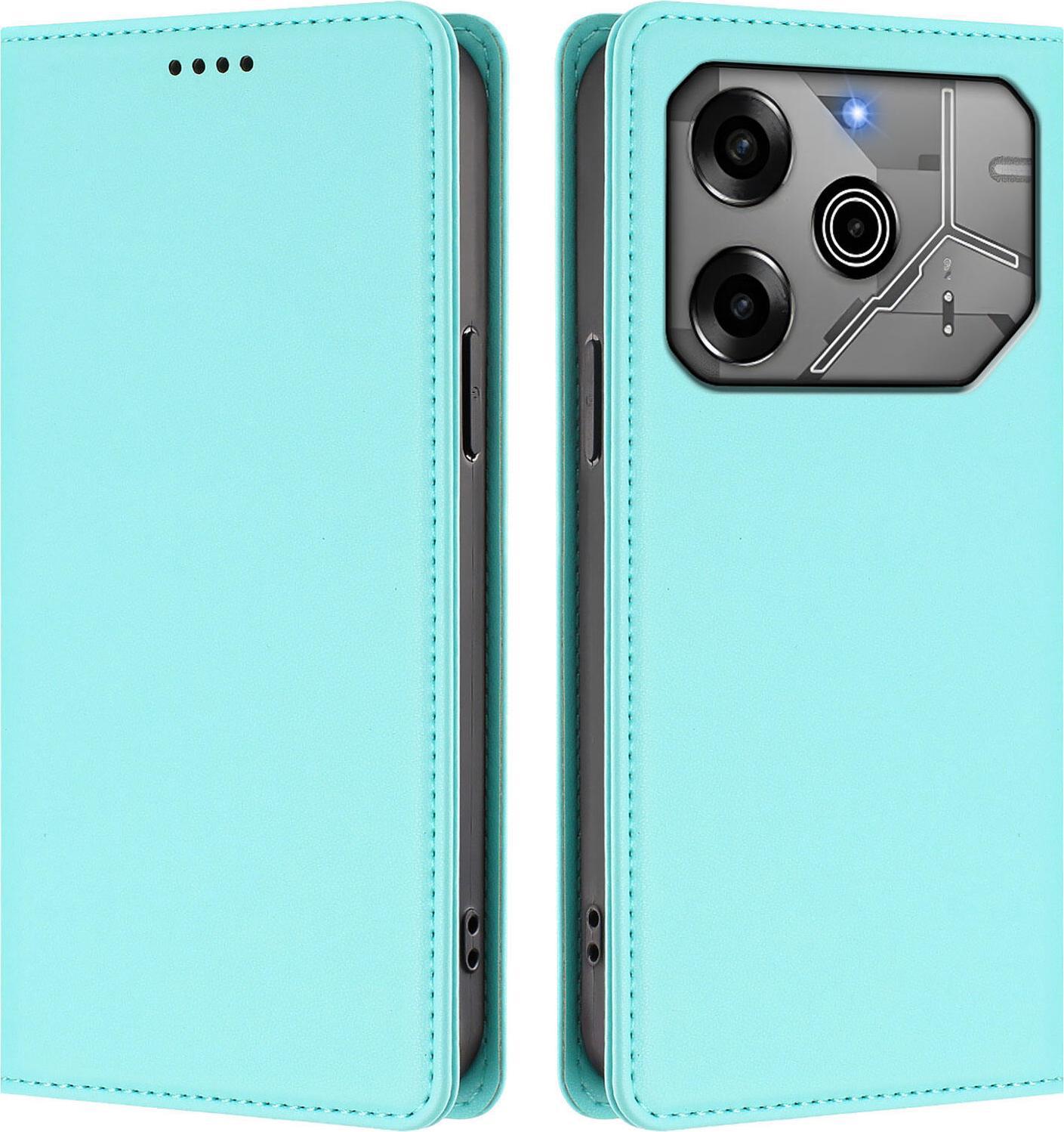 Custodia Per Tecno Spark 6 Go/Spark Go 2021/2020, Flip Cover In Finto Cuoio Antiurto Magnetica Con Supporto Turchese
