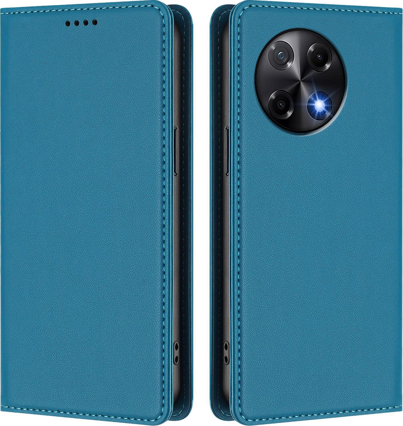 Custodia In Pelle Per Tecno Camon 30S/Camon 30S Pro, Custodia Flip Magnetica In Finto Cuoio Con Supporto Lake Blu