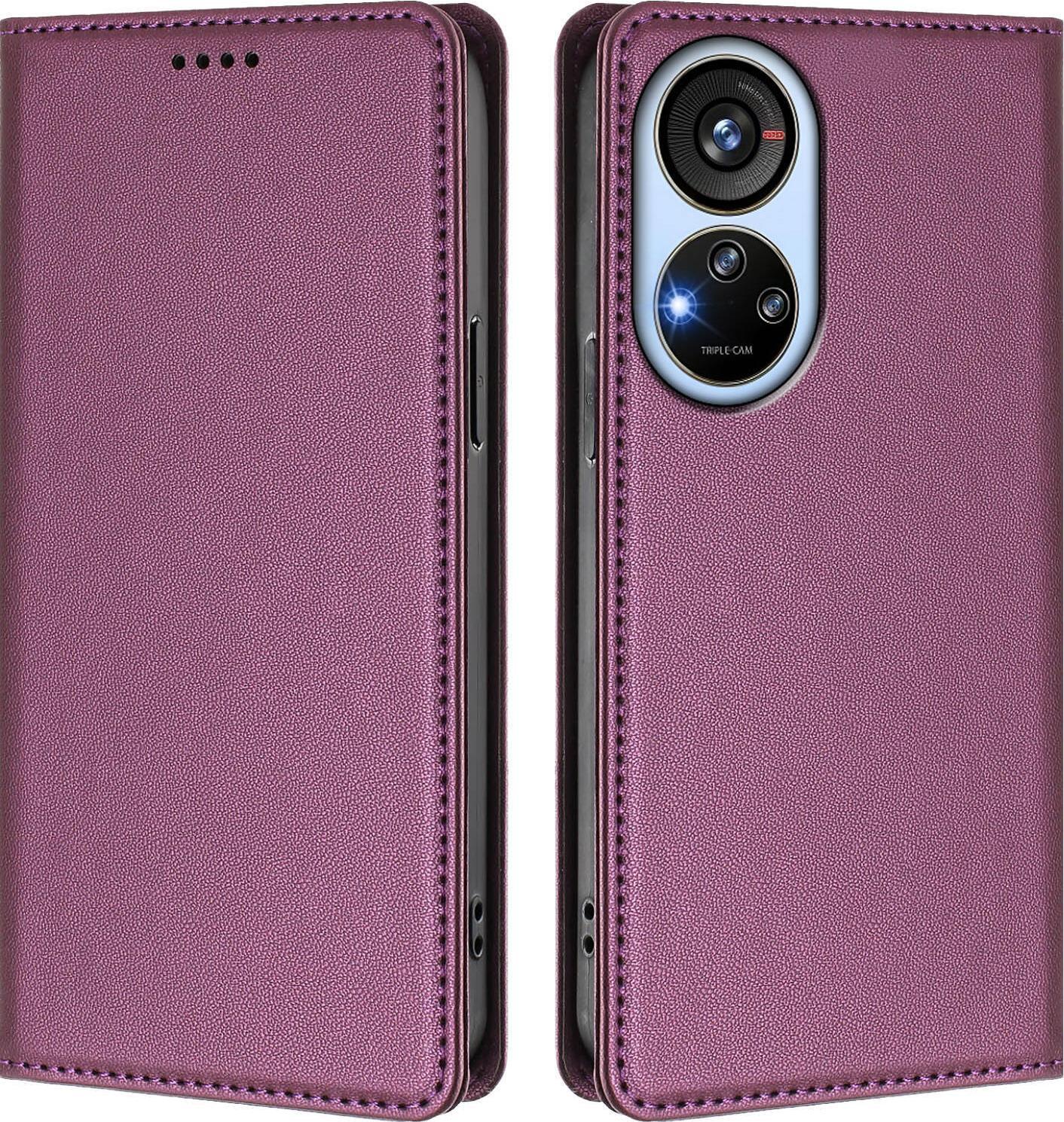 Custodia In Pelle Per Zte Blade V40S, Custodia Magnetica In Finto Cuoio Con Supporto Viola